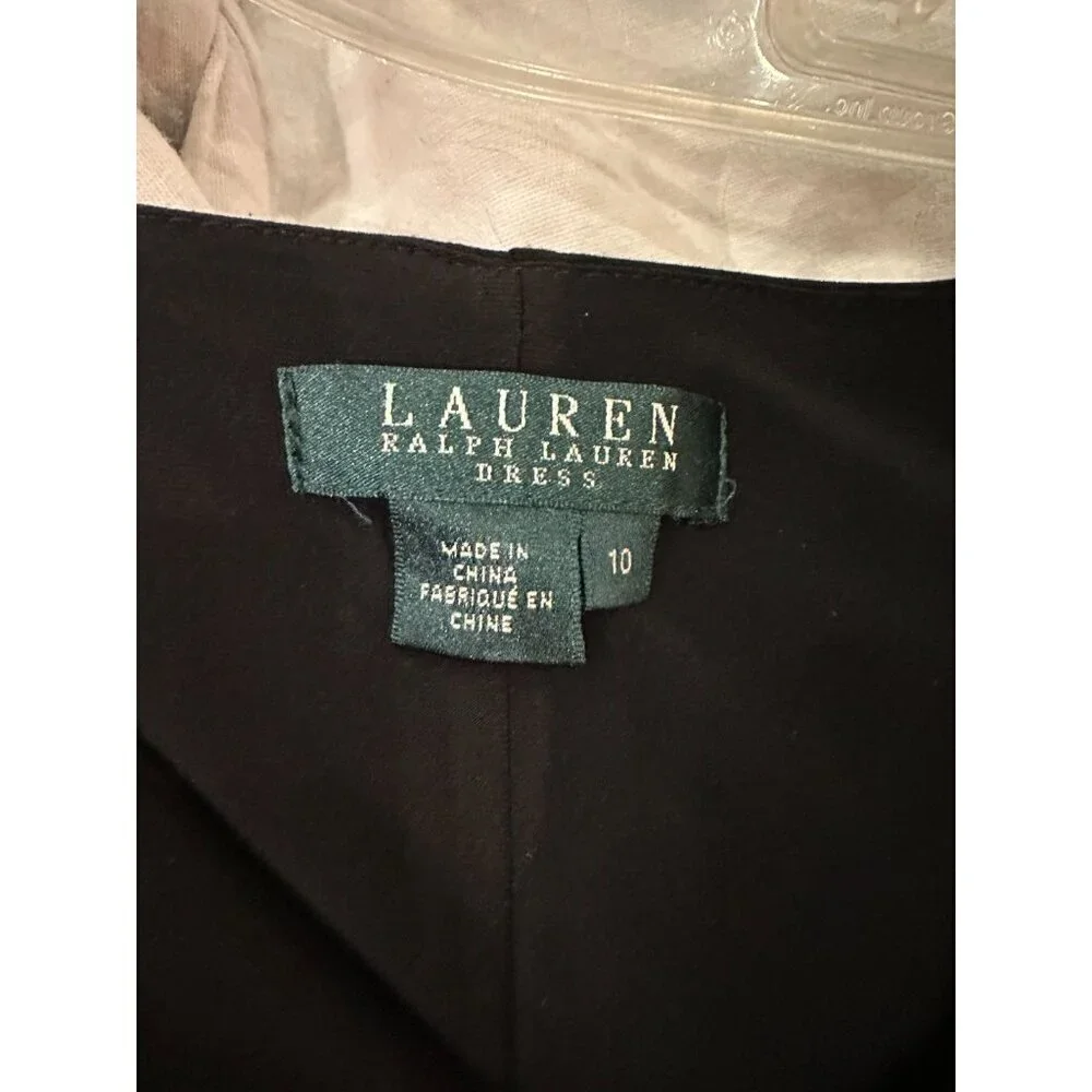 Lauren Ralph Lauren Dress Womens Size 10 Black Cowl Neck Ruched Cap Sleeve